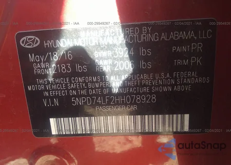 2017 Hyundai Elantra Se из США, поврежденный, VIN 5NPD74LF2HH078928